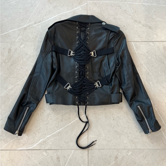 RARE Moschino Harness Leather Biker Jacket - Picture 2 of 5